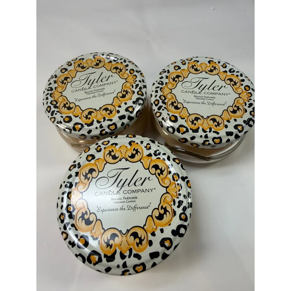 Tyler Candle Company Patchouli Scented Jar Candles 3.4oz Set of 3 Leopard Lid